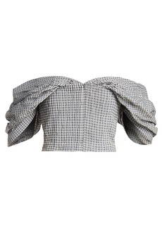 Jonathan Simkhai Off-the-shoulder gingham cropped top