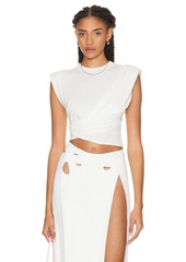 JONATHAN SIMKHAI STANDARD Estelle Clean Stretch Wrap Front Crop Top