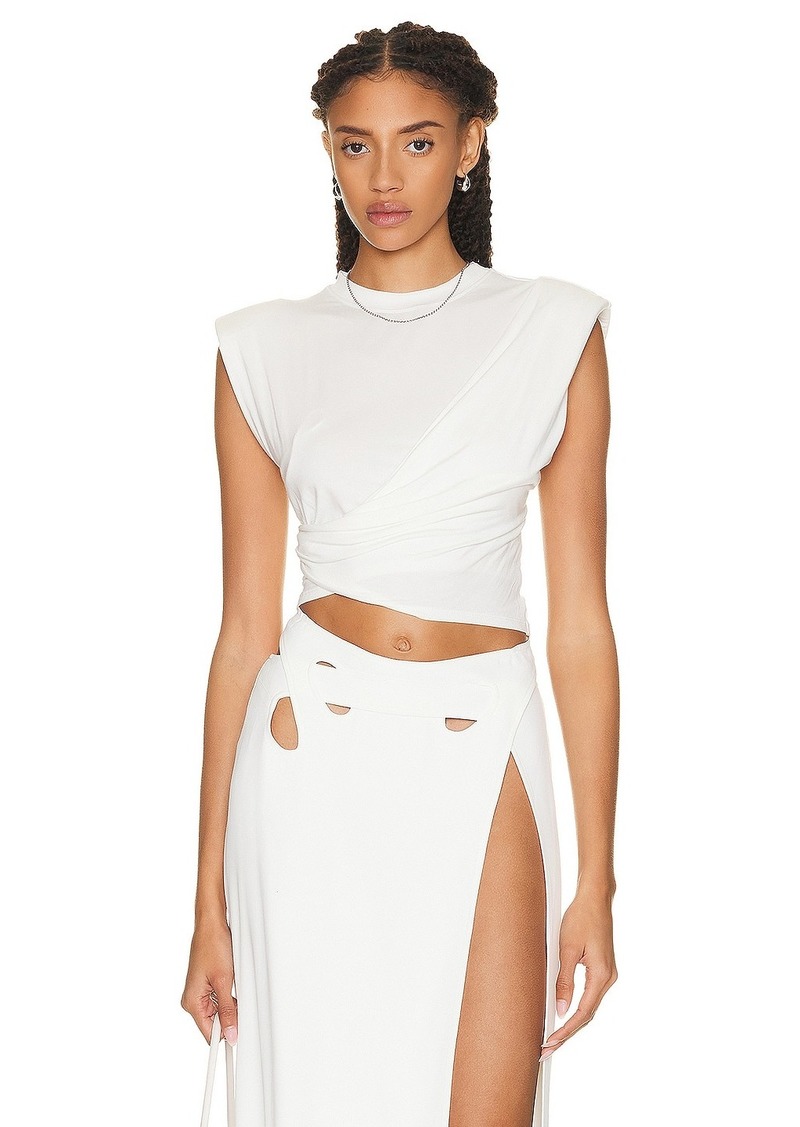 JONATHAN SIMKHAI STANDARD Estelle Clean Stretch Wrap Front Crop Top