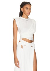 JONATHAN SIMKHAI STANDARD Estelle Clean Stretch Wrap Front Crop Top