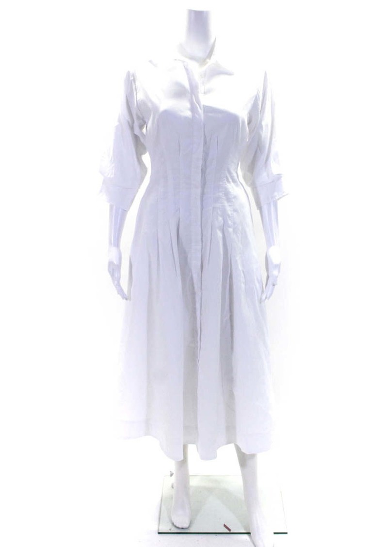 Jonathan Simkhai Womens Cotton Open Back Button Down A-Line Dress White