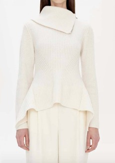 Jonathan Simkhai Keyara Foldover Peplum Sweater In Ivory