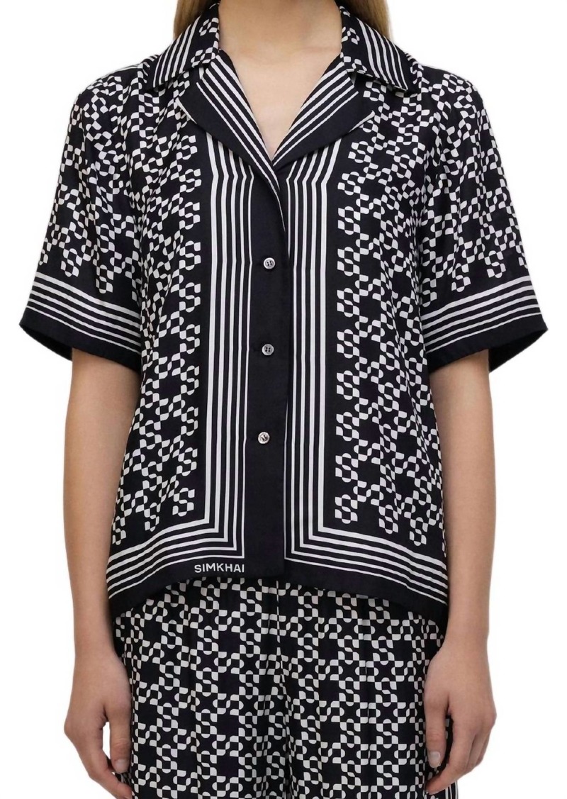 Jonathan Simkhai Koda Button Down Top In Black