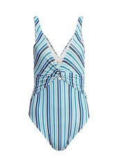 Jonathan Simkhai Metallic Stripe One-Piece Swimsuit