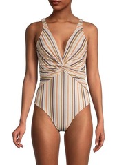 Jonathan Simkhai Metallic Striped One-Piece Swimsuit