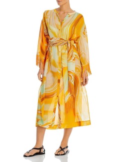 Jonathan Simkhai Odelia Womens Silk Blend Striped Cover-Up