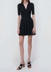 Jonathan Simkhai Patricia Core Compact Rib Polo Dress In Black