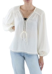 Jonathan Simkhai Rhodes Womens Eyelet V-Neck Pullover Top