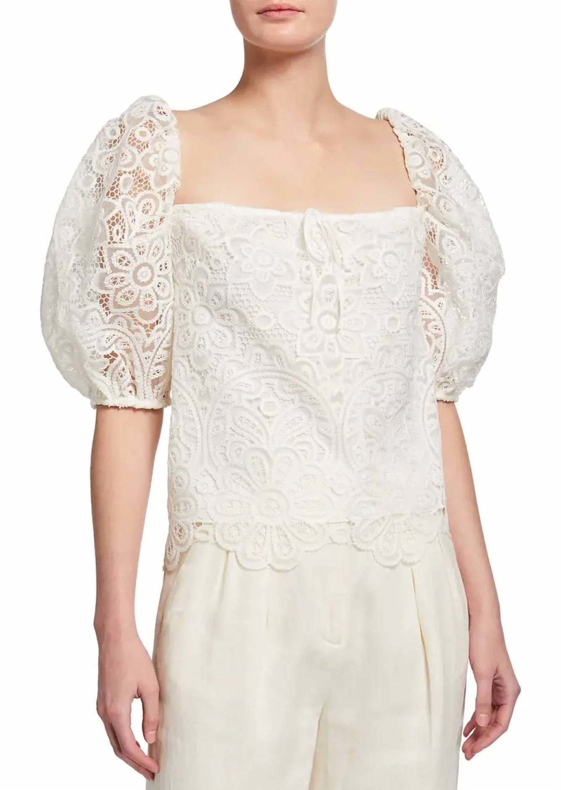 Jonathan Simkhai Ruby Puff Sleeve Top In White