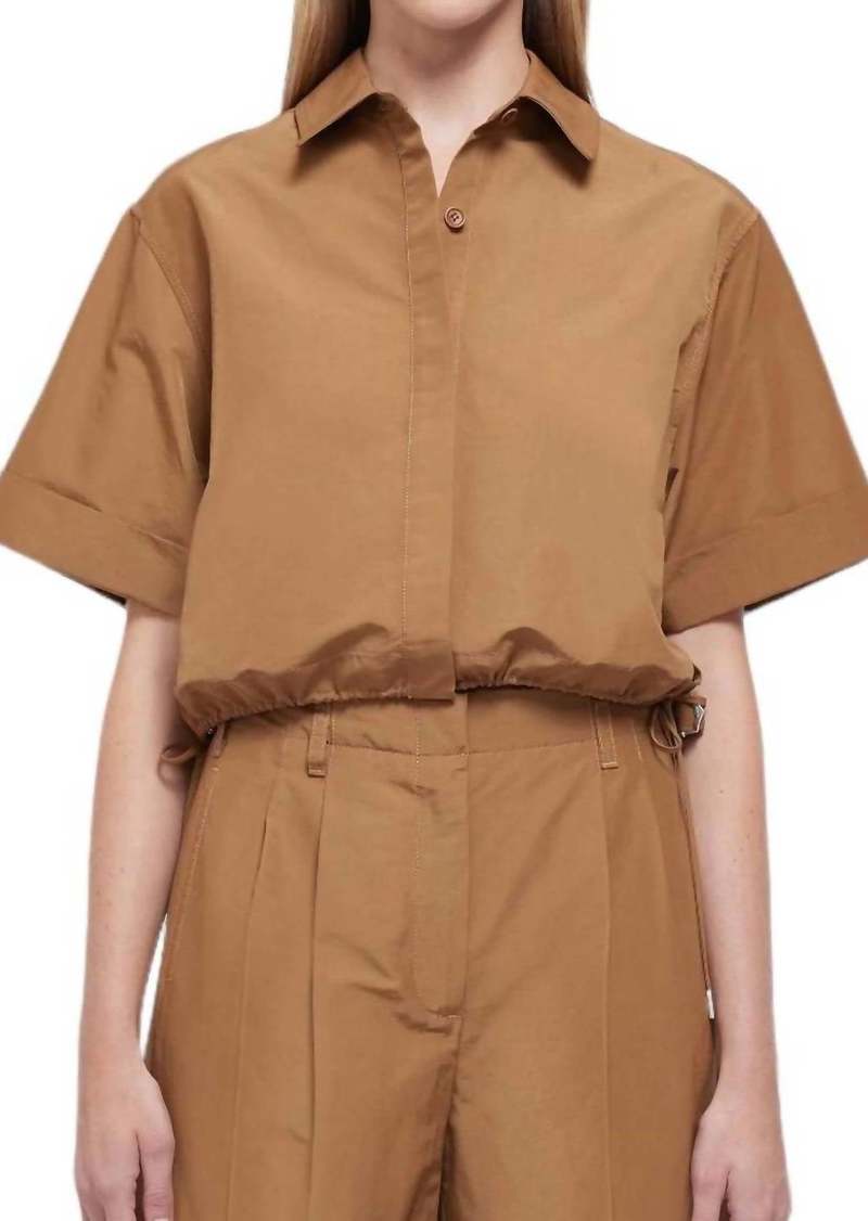 Jonathan Simkhai Ryett Cropped Shirt In Hickory