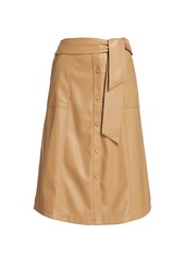 Jonathan Simkhai Shyla Vegan Leather Tie Button Skirt