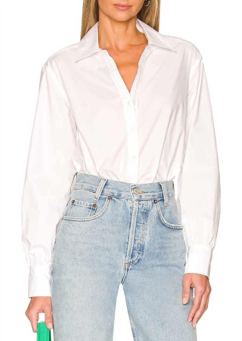 Jonathan Simkhai Skyler Ls Tie Back Buttondown Shirt In White