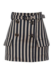 Jonathan Simkhai Structured Stripe Double Breasted Skirt
