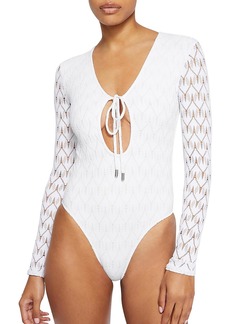 Jonathan Simkhai Womens Crochet Keyhole Bodysuit