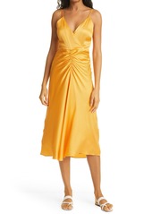Jonathan Simkhai Lizeth Wrap Front Hammered Stretch Silk Slipdress in Pixie at Nordstrom