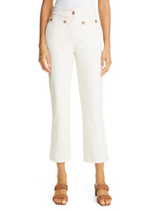 Jonathan Simkhai Stretch Cotton Twill Ankle Pants in Egret at Nordstrom