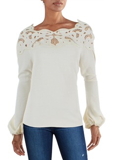 Jonathan Simkhai Womens Lace Relaxed Pullover Top