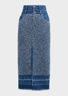 Jonathan Simkhai Women's Maddy Denim Double Waistband Knit Skirt In Tide Midnight