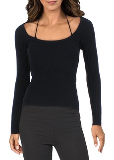 Jonathan Simkhai Womens Ribbed Stretch Boatneck Pullover Top