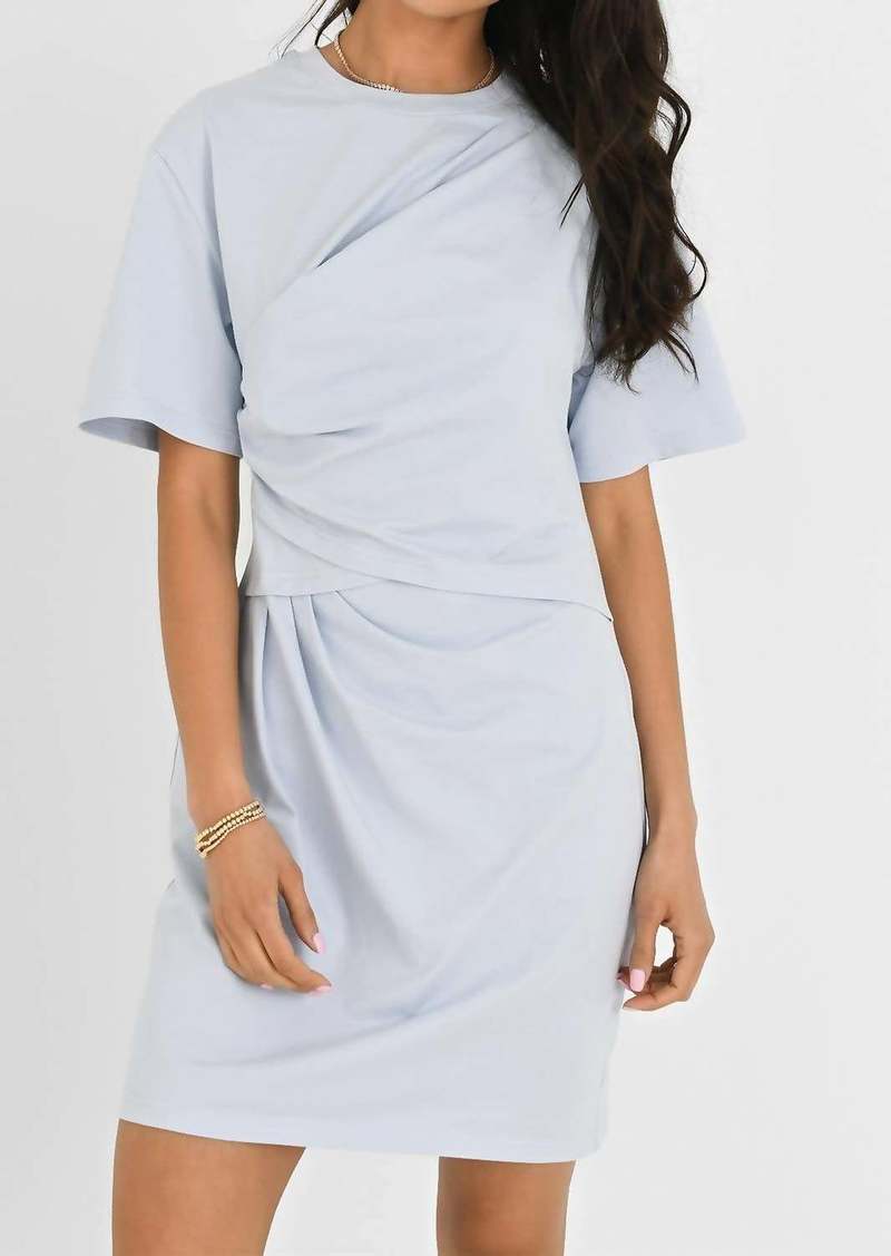 Jonathan Simkhai Zeus Draped T-Shirt Dress In Blue Haze