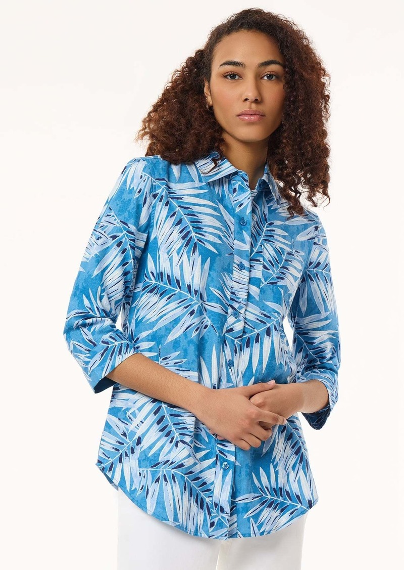 Jones New York Button Front Tropical Shirt, Printed Linen