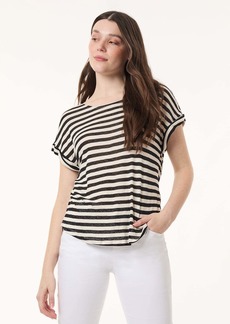 Jones New York Drop Shoulder Jewel Neck Top, Striped Knit