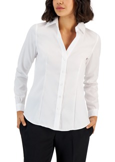 Jones New York Women's Easy Care Button Up Long Sleeve Blouse - White