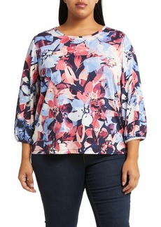 Jones New York Abstract Floral Boat Neck Top