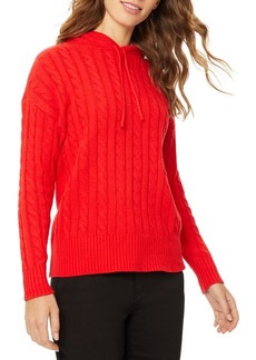 Jones New York Cable Knit Hoodie in Rouge at Nordstrom