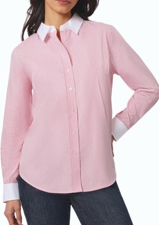 Jones New York Oversize Stripe Long Sleeve Button-Up Shirt
