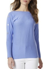 Jones New York Dolman Sleeve Cotton Blend Sweater in Amparo Blue at Nordstrom