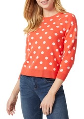 Jones New York Dots Cotton Blend Sweater in Scarlet Apple/Jones White at Nordstrom