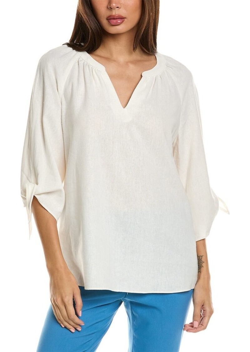 Jones New York Elbow Sleeve Linen-Blend Blouse