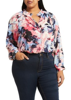 Jones New York Floral Button-Up Peasant Top
