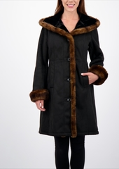 Jones New York Hooded Faux-Shearling Coat