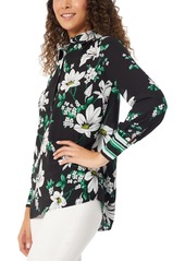 Jones New York Petite Floral-Print Popover Tunic Blouse - Jones Black