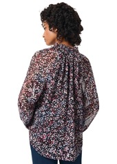 Jones New York Petite Floral-Print Raglan-Sleeve Peasant Blouse - Jones Black