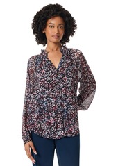 Jones New York Petite Floral-Print Raglan-Sleeve Peasant Blouse - Jones Black