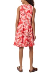 Jones New York Petite Linen V-Neck Palm-Leaf-Print Dress - Coral Sun