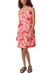 Jones New York Petite Linen V-Neck Palm-Leaf-Print Dress - Coral Sun