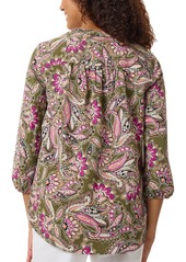 Jones New York Petite Printed 3/4-Sleeve Tunic - Jasper Green