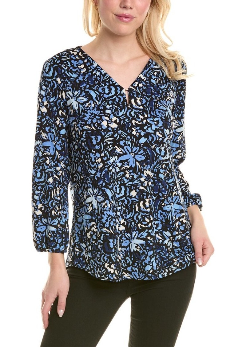 Jones New York Printed Moss Crepe Blouse