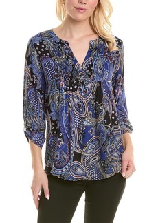 Jones New York Printed Roll Tab Top