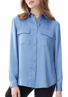 Jones New York Slim Fit Utility Blouse in Mineral Blue at Nordstrom