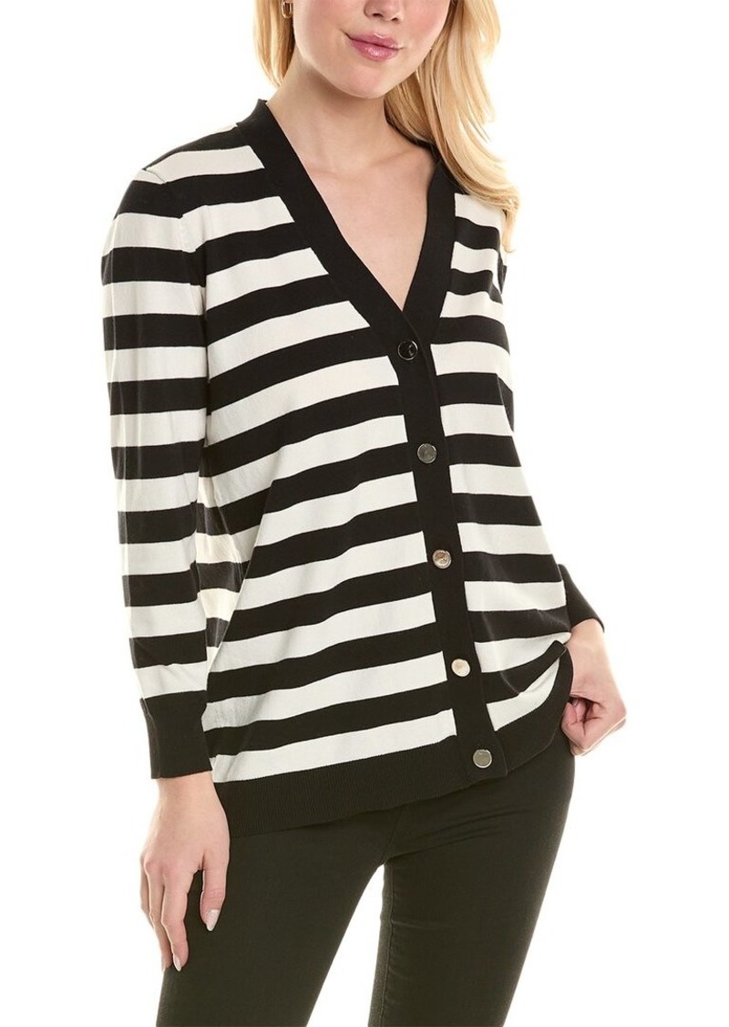 Jones New York Stripe Long Cardigan