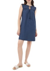 Jones New York Tie Neck Denim Shift Dress