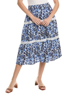 Jones New York Tiered Lace Linen-Blend Maxi Skirt