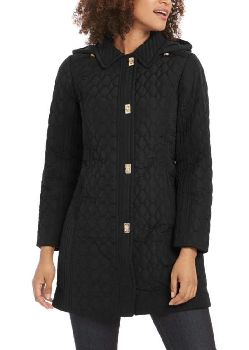 jones new york hooded quilted puffer coat