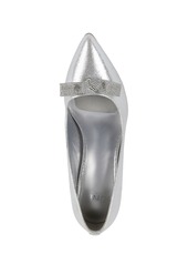 Jones New York Women's Bennami Embellished Bow Dress Pumps - Silver Micro