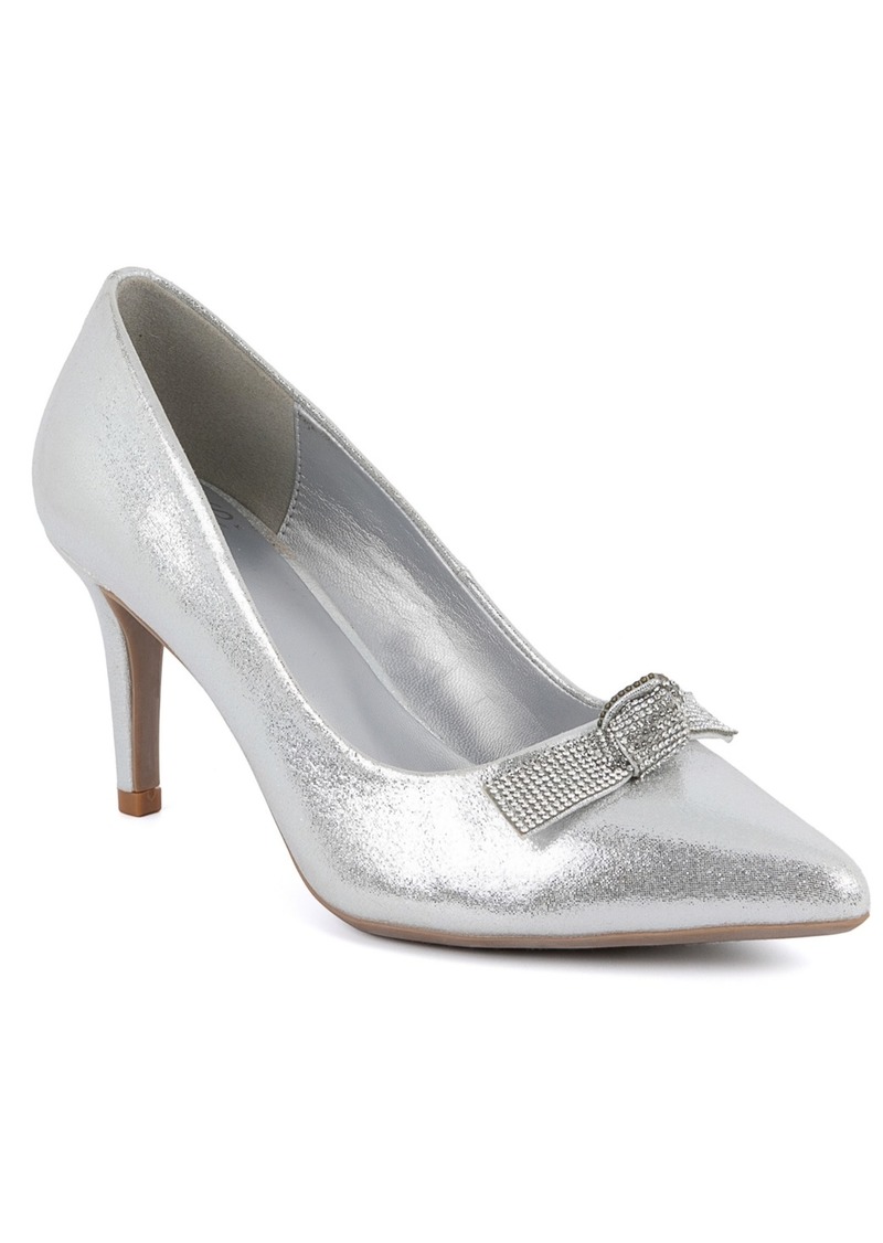 Jones New York Women's Bennami Embellished Bow Dress Pumps - Silver Micro